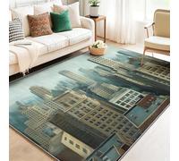 Alfombra 50 X 80 Cm Fantasía Jinete Motocicleta - Pelo Corto Lavable Y Antideslizante,Alfombra Moderna para Sala Dormitorio Comedor Azul Decoración Habitación