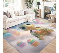 Alfombra 50 X 80 Cm Festival Tortuga Globo Azul Claro Antideslizante Alfombras Lavables En Lavadora Tapetes para Sala Habitacion Dormitorio Habitación De Los Niños