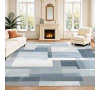 Alfombra 50 x 80 cm, limpia geométrica y decoración del interior, Felpudo azul gris blanco moderno abstracto para sala de estar, alfombra de interior lavable y antideslizante con cerdas ras