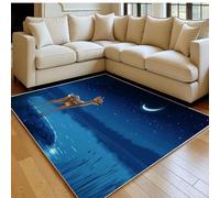 Alfombra 60 x 90 cm Ciervo Sika del Cielo Estrellado Antideslizante Azul decoración del hogar, para salón y Dormitorio, Lavable a máquina