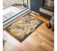 Alfombra 60 X 90 Cm Con Base Antideslizante,Pelo Corto Multiusos Dibujos Cartas Náuticas Clásicas Lavable Felpudo Entrada Casa, Mapa Mundial Dos Hemisferios Atrapapolvo Felpudo Para Puertas Y Pasillos