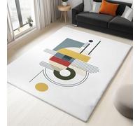 Alfombra 60 X 90 Cm Minimalismo Moderno Líneas Geometría Gris Rojo, Pelo Corto Suave, Antideslizante, Lavable A Máquina, Grande, Decorativa Moderna para Sala De Estar, Dormitorio Y Pasillo