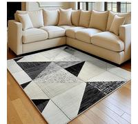 Alfombra 60 x 90 cm Patrones Textiles geométricos Abstractos Antideslizante Negro decoración del hogar, para salón y Dormitorio, Lavable a máquina