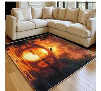 Alfombra 60 x 90 cm Pavo Real Estilo Caricatura Antideslizante Rojo decoración del hogar, para salón y Dormitorio, Lavable a máquina