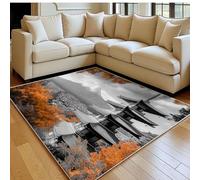 Alfombra 60 x 90 cm Torre de la Montaña Nevada Antideslizante Negro decoración del hogar, para salón y Dormitorio, Lavable a máquina