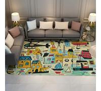 Alfombra 60x120 de Zona Alfombrilla Lavable para salón Paisaje Urbano Abstracto Tapete Sala Juegos Antideslizantes y Suaves Dibujos Animados Modernos Resistente a Manchas Dormitorio en