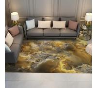 Alfombra 60x120 Lavable Alfombrilla para el salón Tapete abstractas Gold Cloud Dormitorio Oficina en casa Suave de Pelo bajo con Respaldo Goma Antideslizante Lujo Tono Tierra cálida la