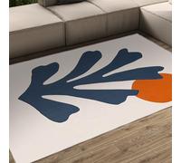 Alfombra 60x120 Moderna Alfombrilla de fácil Cuidado Que no se Suelta para Zonas Mucho tráfico en el salón Dormitorio Tapete abstractas con patrón Vegetal Azul y Respaldo Antideslizante