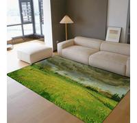 Alfombra 60x120 para salón Alfombrilla Grandes Lavables Impresionismo Arte Decoración Moderna Esterilla Verde Campo Resistente a Manchas Tapete de Pelo bajo Comedor Oficina en casa
