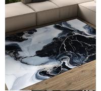 Alfombra 60x90 Antideslizante Sala de Estar Alfombrilla Lavables Blanco Negro mármol Abstracto Tapete Modern Fluid Art Interior Dormitorio Lujo Textura para Oficina Cocina Comedor la
