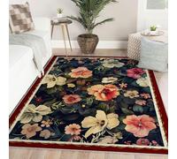 Alfombra 60x90 de área Alfombrilla Lavable Flores Silvestres campesinas para salón Tapete Antideslizante Suave Dormitorio Oficina Pelo bajo habitación Infantil Que no se Suelta con