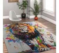 Alfombra 60x90 de área Alfombrilla Moderna Lavable con grafitis león para salón Tapete Antideslizante Suave Dormitorio Oficina Pelo bajo Anti caída la habitación Infantil abstractas