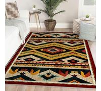 Alfombra 60x90 de área geometría Retro Alfombrilla Moderna Lavable Tapete Suaves Antideslizantes Pelo bajo para Dormitorio salón Comedor Tribales étnicas Aztecas Cocina Pasillo Entrada