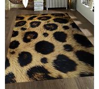 Alfombra 60x90 para salón Alfombrilla de Lujo con Estampado Leopardo Tapete Modernas Textura Dorada Comedor Dormitorio Antideslizante abstracción la guardería Oficina en casa