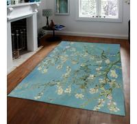 Alfombra 60x90 para salón Alfombrilla Grandes Vintage Suave Ultrafina Antideslizante fácil de Limpiar Tapete Pelo bajo Dormitorio Comedor Oficina en casa Rama Blanca con Estampado
