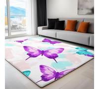 Alfombra 60x90cm Mariposa Alfombra 3D de Pelo Corto NiñOs Y NiñAs Moqueta Suave y Mullida Lavable Lavadora Adecuado para Entradas Pasillos y Puertas de Entrada a-3085