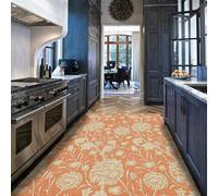 Alfombra 60x90lavables Alfombrilla de área Grandes Tapete Florales Antideslizantes Naranja para salón Ultra Suave Vintage William Morris botánica Granja Comedor Dormitorio Oficina del