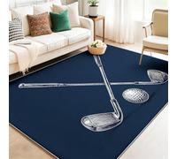 Alfombra 80 x 150 cm - Pelota De Golf Moderna Alfombra Antideslizante de Pelo Corto para Dormitorio, Ideal para Sala de Estar, Dormitorio y Comedor Azul Oscuro