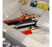 Alfombra 80x150 Antideslizantes Finas Alfombrilla Lavables Tapete abstractas geométricas de salón Suaves para Suelo Interior Que no muda Pelo Dormitorio Comedor Casa Campo Negras Rojas