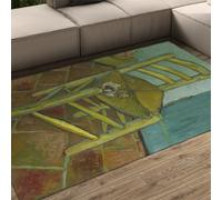 Alfombra 80x150 de área Alfombrilla Lavable Sillas Vintage con patrón Tapete Antideslizantes Suaves Pelo bajo Grandes desgastadas Interior Fácil Limpiar Plegable para salón del