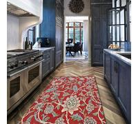 Alfombra 80x150 de área Lavables Alfombrilla Estampado Floral Rojo Zona Resistente a Manchas Gran Tapete para salón Dormitorio Comedor Granja Vintage Decoración Oficina en el Pasillo