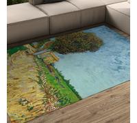 Alfombra 80x150 Lavable Alfombrilla Blandas Estilo impresionismo para salón Sendero Green Fields cabaña campestre Tapete Antideslizante Respaldo Dormitorio Pasillo Patio Trasero