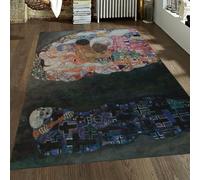 Alfombra 80x150 Lavable para salón Alfombrilla Dormitorio Comedor Tapete Debajo de la Mesa Antideslizante Pelo bajo Zona Resistente a Manchas Famosa Pintura Muerte y Vida Impresa