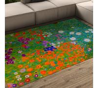 Alfombra 80x150 para Jardines de Flores salón Alfombrilla Blandas Ultra Finas y Resistentes a Manchas Tapete Lavables Dormitorio Antideslizante Grande Vintage Silvestres Coloridas la