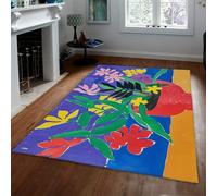 Alfombra 90x150 Antideslizante Alfombrilla Lavables a máquina Ultra Suaves Salón Dormitorio Cocina Exterior Aula Tapete Arrea Coloridas de Arte Floral Moderno para Oficina en casa