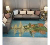 Alfombra 90x150 Azul Cielo Aqua Lavable a máquina Velero costero Alfombrilla Antideslizantes Finas Tapete Plegable Marina Velas Blancas Marfil Verdes de Terracota Rojas para salón