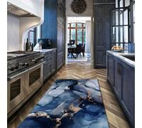 Alfombra 90x150 de área Alfombrilla Lavables para salón Tapete mármol Abstracto Azul Marino Dorado Oficina Comedor baño Infantil Granja Antideslizante Pelo bajo Zonas Mucho tráfico