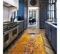 Alfombra 90x150 Golden Area Alfombrilla Lavables Resistentes a Manchas para salón Dormitorio Comedor Mosaico geométrico Vintage Tapete Art Nouveau de Granja Lady con Respaldo