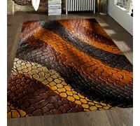 Alfombra 90x150 Lavables Alfombrilla Resistente a Manchas para el salón Tapete Antideslizante Dorso Naranja quemada y marrón Dormitorio folables máquina exóticas Modernas Finas