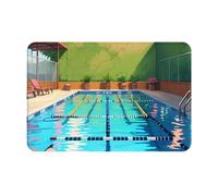 Alfombra Absorbente Flamingo Y Piscina Natural Patio Felpudo Entrada Resistente Baños Alfombra Antideslizante 40X60Cm