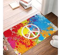 Alfombra Absorbente Salpicadura De Pintura Arcoíris Divertidos Perro Felpudo Entrada Antideslizante Cocina Alfombra Antideslizante 40X60Cm