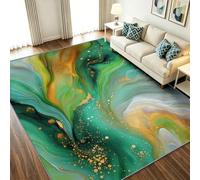Alfombra abstracta de 60 x 90 cm, suave, antideslizante, lavable, de pelo bajo, para dormitorio, decoración de oficina, alfombra de arena movediza de mármol de lujo, color verde
