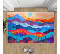 Alfombra abstracta de montañas, alfombras de líneas coloridas para sala de estar, alfombra de cactus para dormitorio, antideslizante, lavable, alfombra de pelo corto, decoración del hogar, 120 x 180