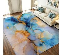 Alfombra abstracta elegante de 160 x 230 cm, lavable, antideslizante, con ondas de agua y humo de arena, resistente a las manchas, para sala de estar, dormitorio, cocina, pasillo