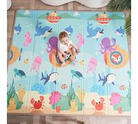Alfombra Acolchada Plegable 180x200x1.5cm, Manta De Juegos Impermeable Reversible, Gimnasio Infantil, Regalo Para Bebe