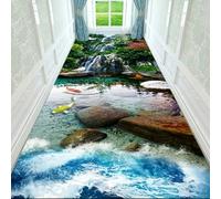 Alfombra Alargada Y Fina con Motivos Paisajísticos En 3D para Pasillos Largos, Alfombra, Revestimiento De Suelo Suave Y Absorbente para La Entrada, para Espacios Estrechos(Pattern F,80cmx200cm)