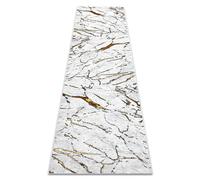 Alfombra Alfombra de pasillo ALLURE 1963 Mármol - Estructural elegante glamurosa blanco / oro 70x250 cm
