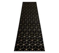 Alfombra alfombra de pasillo GLOSS moderno 409C 86 Cubo elegante glamour art deco negro / oro 60x200 cm