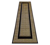 Alfombra alfombra de pasillo GLOSS moderno 6776 86 elegante marco griego negro / oro 80x200 cm