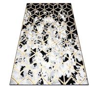 Alfombra ALLURE 1966 Cubo 3D - Estructural elegante glamurosa negro / oro 280x370 cm