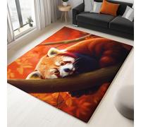 Alfombra amarilla de pelo corto 140 x 200 cm - Animal Paisaje Otoño Panda Roux, alfombra lavable antideslizante suave para sala de estar, dormitorio infantil, comedor, guardería, sala de juegos
