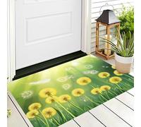 Alfombra Amarillo Verdoso Hojas De Diente De León Verdes 80X120Cm Pies Para Entrada Suave Lavable Plantas Naturales Para Cocina Antideslizante De Pelo Bajo Plegable Para Puerta Delantera Salón
