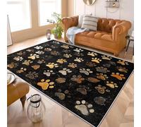 Alfombra Antideslizante 160x230 cm Lindas Huellas De Patitas De Animales Alfombras Pelo Corto Tapetes Desprendimiento Extrasuave y Lavable Sin Negro Para Salón y Dormitorio Habitación Infantil