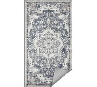 Alfombra Antideslizante 80 x 150 cm para Dormitorio, Estilo Tradicional Vintage, Adorno para Salón, Cocina, Entrada, Comedor, Lavable a Máquina, Gris Paloma