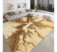 Alfombra antideslizante abstracta para salón, 140 x 200 cm, diseño vintage de río, montañas, barrancos, rayas, para niños y niñas, de pelo corto, lavable, para habitación de niños, alfombra de cama