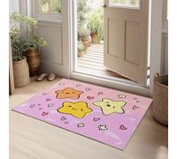 Alfombra Antideslizante Cielo Estrellado Con Estrellas Y Corazones, Tapete Rectangular 60 x 90 cm para Sala de Estar Dormitorio Habitación Infantil Comedor y Decoración del Hogar Dibujos Animados